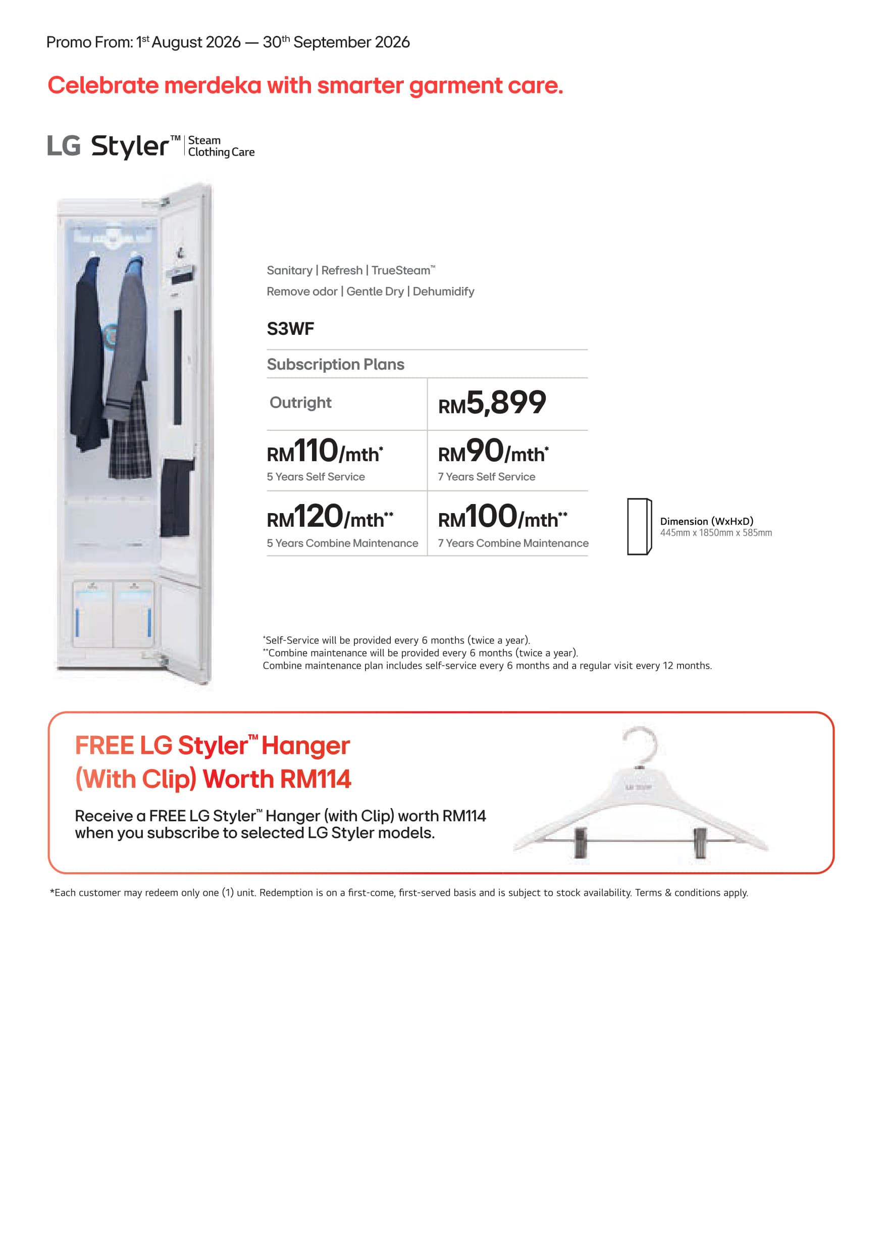 LG Styler™ Steam Closet + FREE Hanger Worth RM114